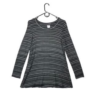 Elemente Clemente By Oska Textured Tunic Gray Striped Lagenlook Minimalist Boho